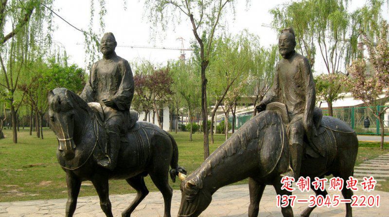衢州公园古人骑马人物铜雕
