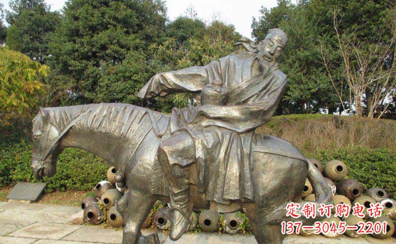 衢州公园喝醉酒的骑马人物景观铜雕
