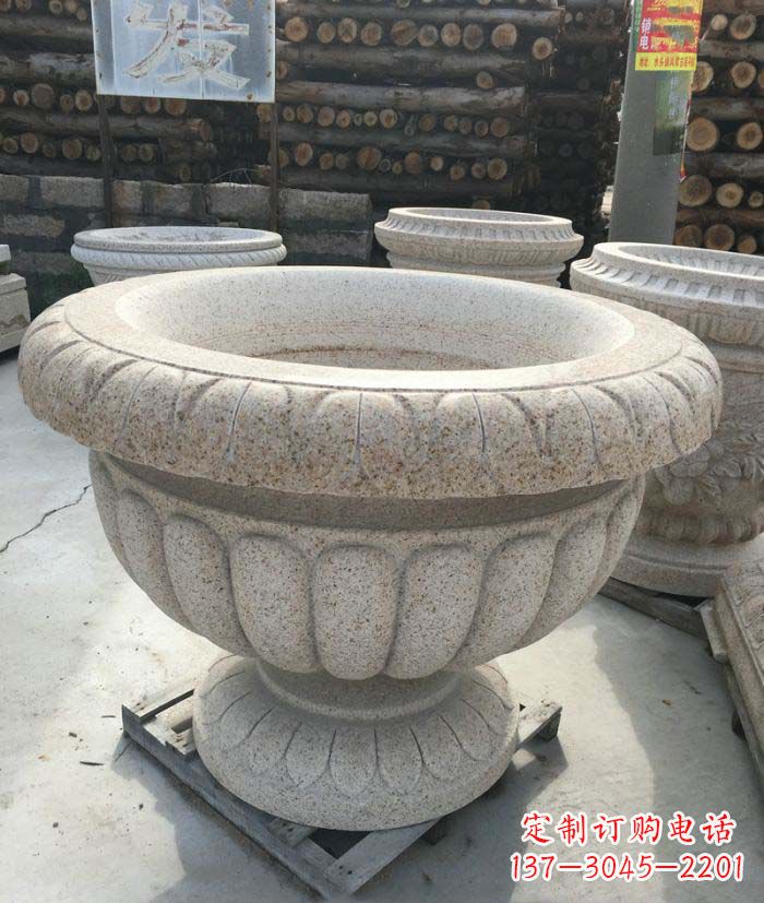 衢州公园景观大理石花盆石雕 (2)