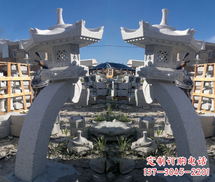 衢州精美大理石镂空石灯雕塑