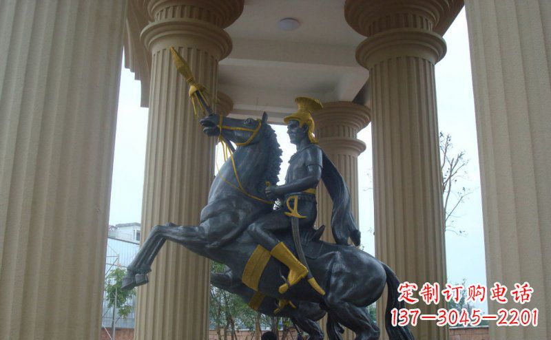 衢州公园骑马的罗马士兵人物铜雕