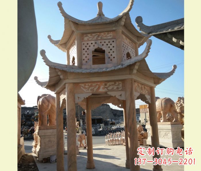 衢州中式双层石雕凉亭