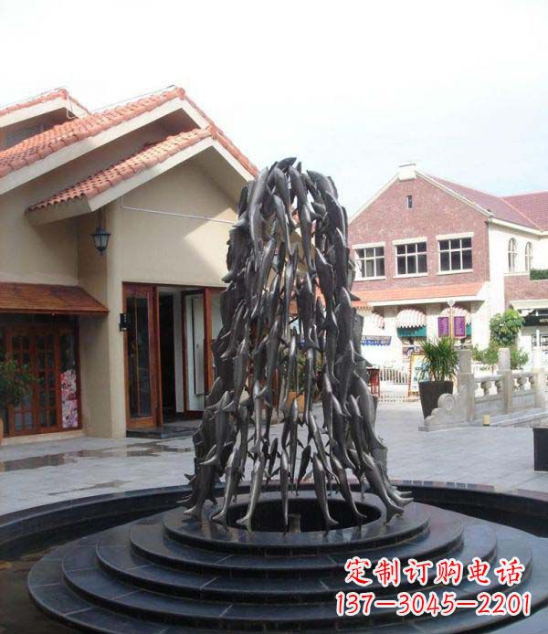 衢州公园鱼群喷泉铜雕