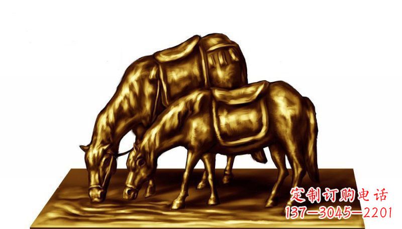 衢州公园御马饮水动物铜雕