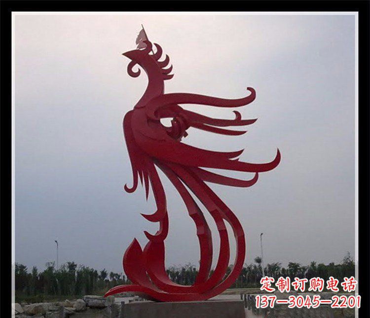 衢州广场不锈钢飞翔的凤凰雕塑 (2)