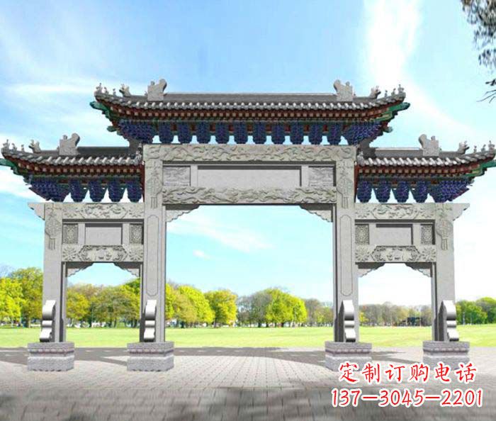 衢州广场景观大理石牌楼石雕