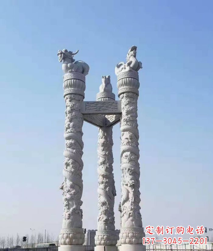 衢州广场景观汉白玉12生肖石柱