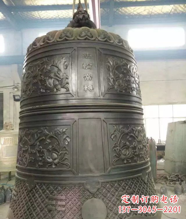 衢州国泰民安铜钟寺庙铜雕-传统工艺精美的铜钟雕塑