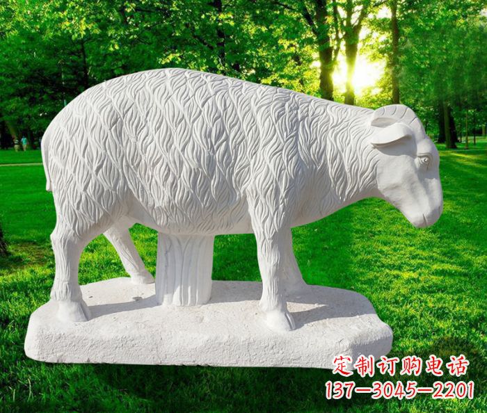 衢州汉白玉山羊公园动物石雕 (3)