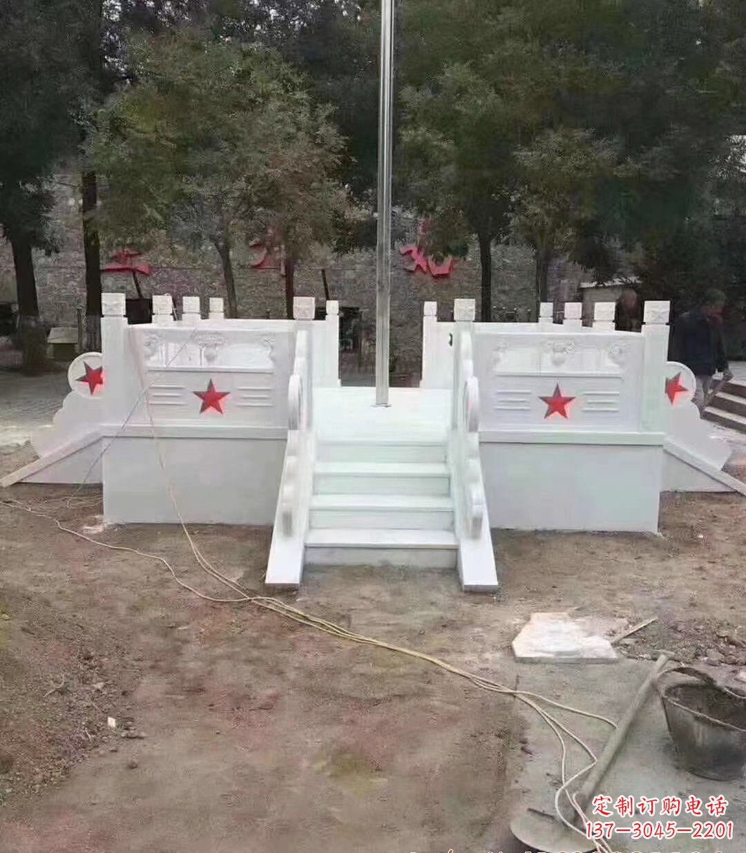 衢州高贵典雅的汉白玉升旗台石雕