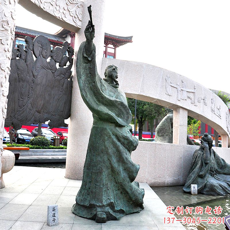 衢州中领雕塑:仿古吴道子铜雕像