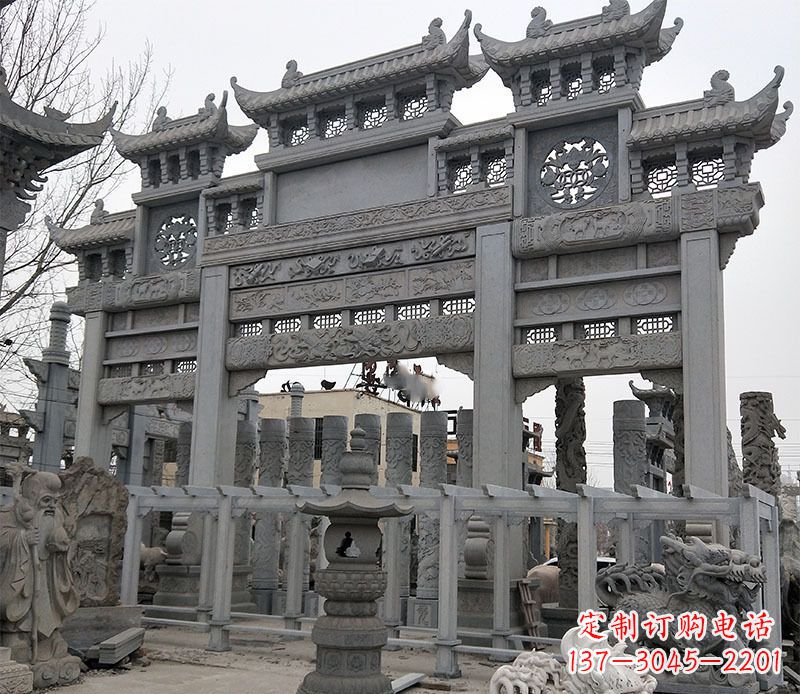 衢州京中领雕塑:牌坊石雕定制