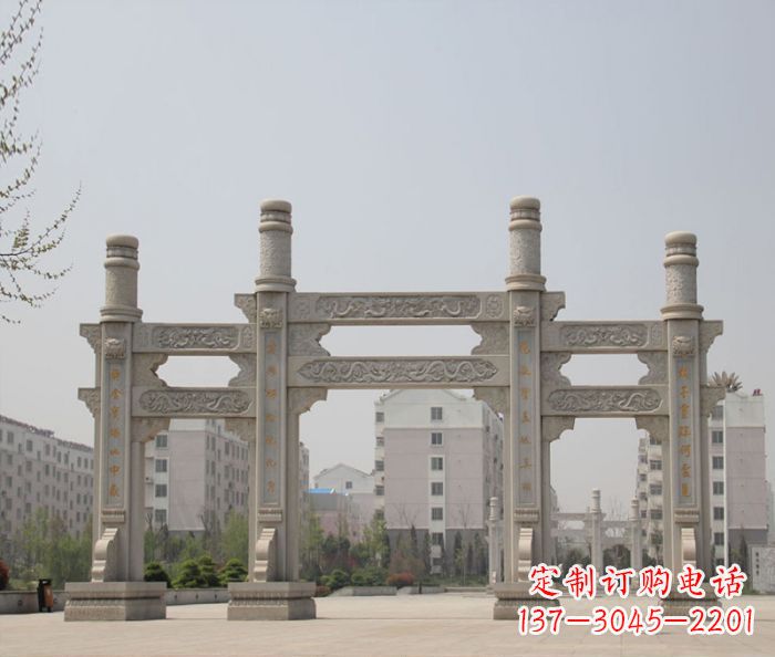 衢州上中领雕塑：牌坊石雕定制