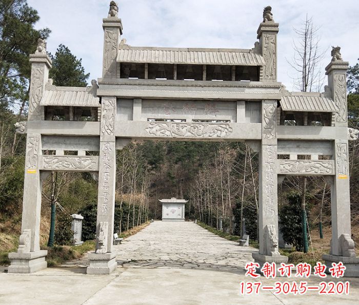衢州景区三门牌坊石雕_1 (3)