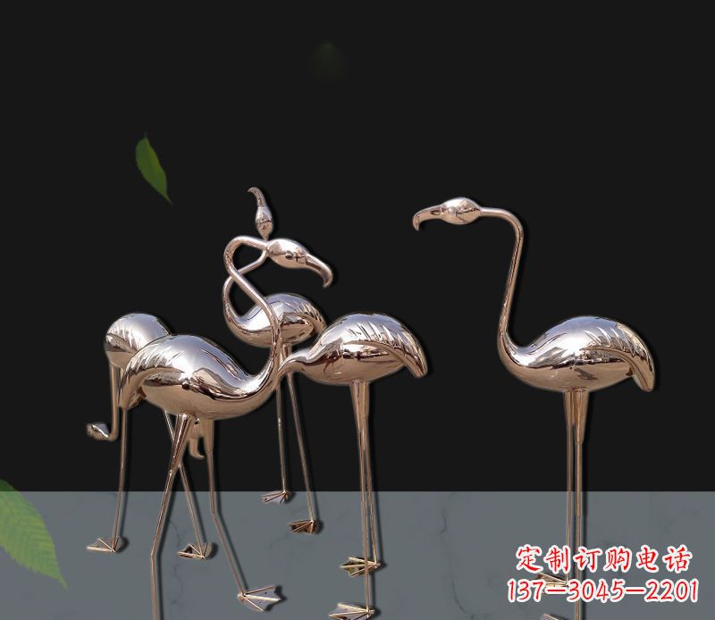 衢州玫瑰金不锈钢火烈鸟雕塑,艺术品的魅力