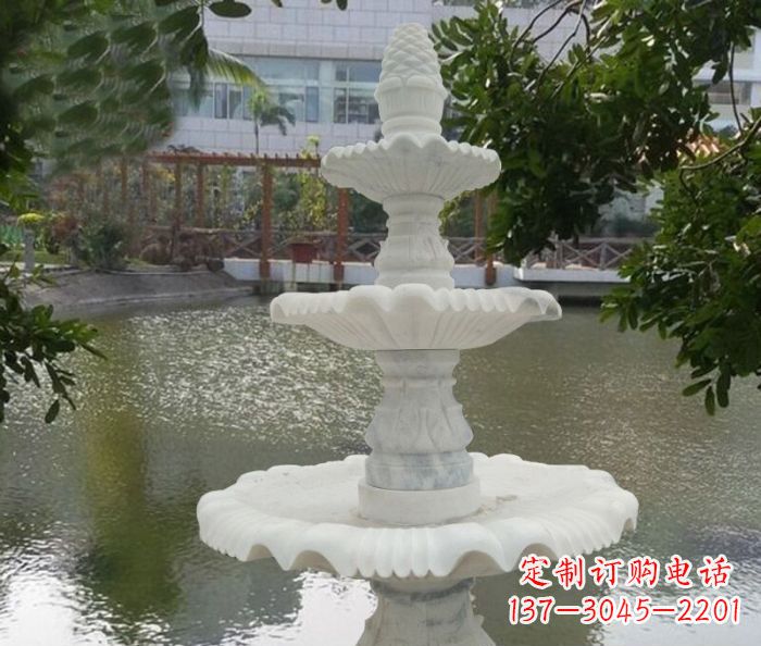 衢州精致美观的三层喷泉汉白玉公园石雕