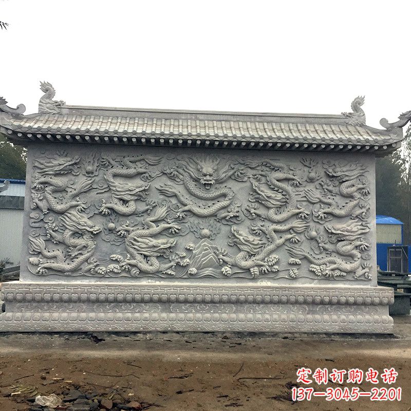 衢州中领雕塑:精美九龙壁雕塑,添彩寺庙庭院