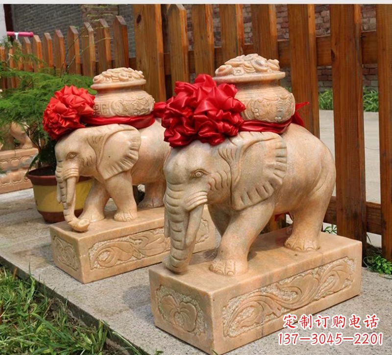 衢州把大象的能量带入家庭——石雕聚宝盆大象雕塑
