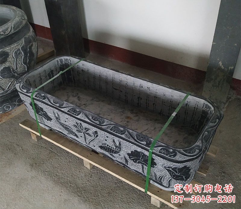 衢州石浮雕鱼缸仿古鱼缸石雕