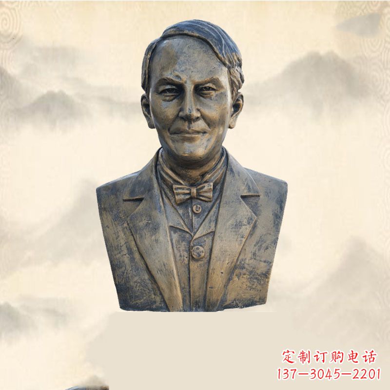 衢州世界名人爱迪生纯铜头像雕塑-学校校园名人系列雕塑