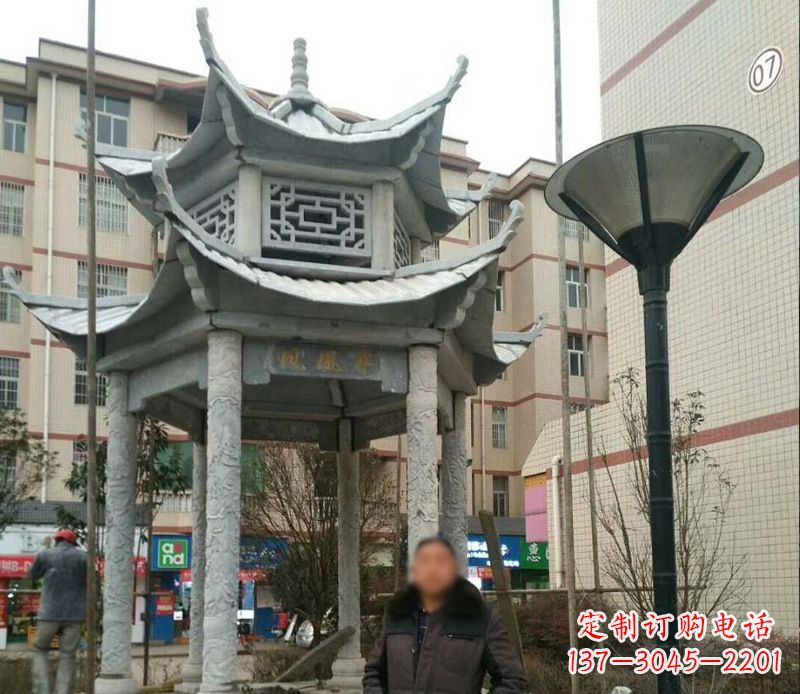 衢州双层六角凉亭石雕