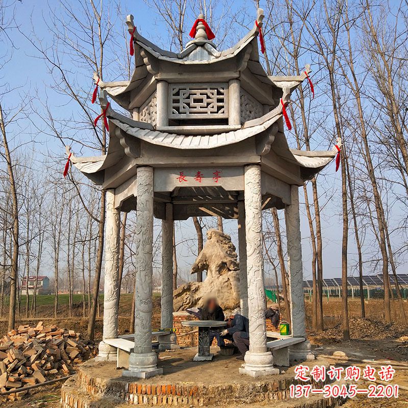 衢州双层六角石凉亭