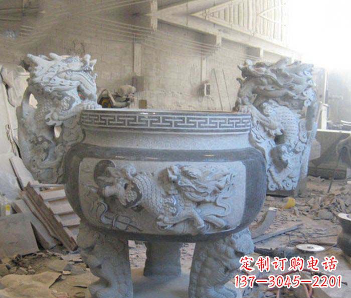 衢州寺庙景观龙头水缸石雕