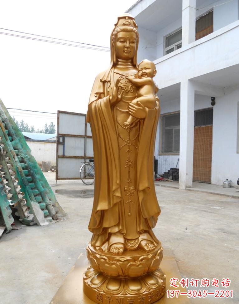 衢州寺庙立式送子观音铜雕
