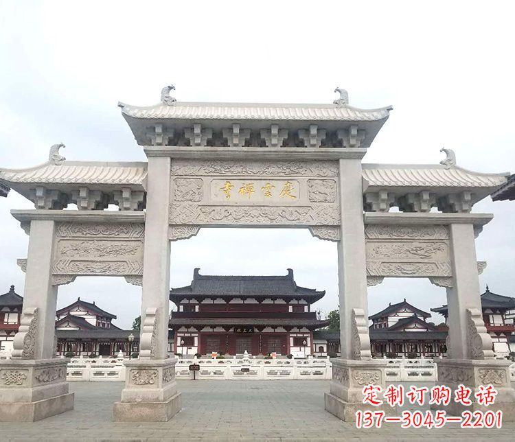 衢州寺庙三门牌坊石雕