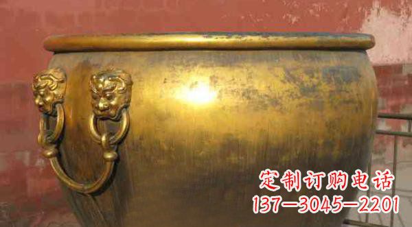 衢州寺庙水缸铜雕 (2)