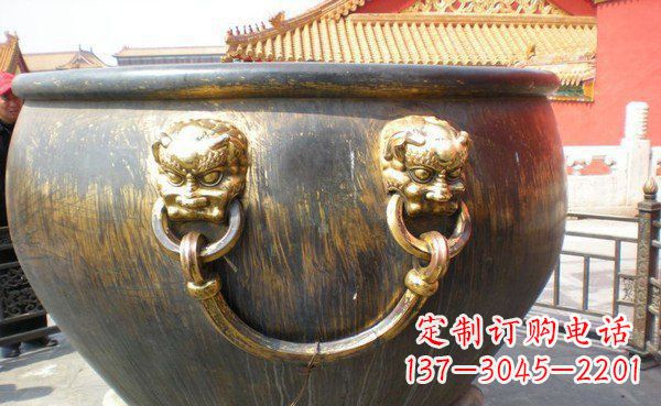 衢州寺庙水缸铜雕 (3)