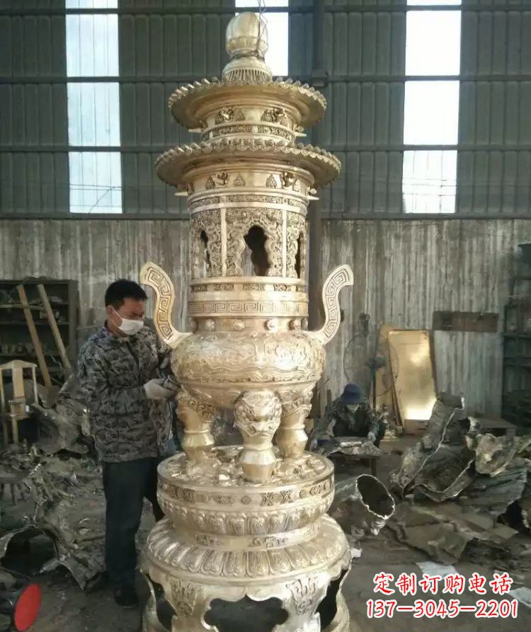 衢州寺庙香炉铜雕 (5)