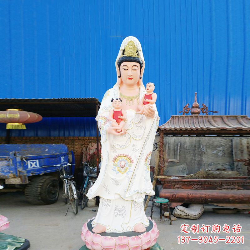 衢州送子观音彩绘玻璃钢雕塑