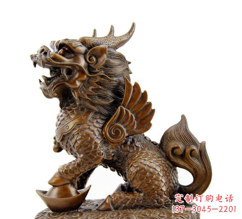 衢州铜雕踩元宝麒麟