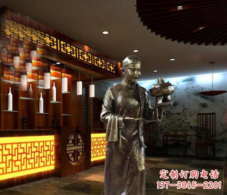 衢州铜雕店小二小品人物雕塑