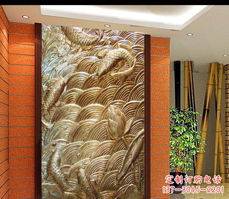 衢州铜雕酒店锻造鲤鱼壁画景观摆件