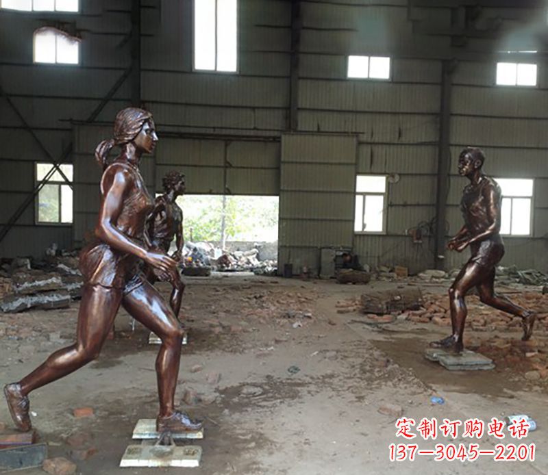衢州铜雕跑步女生
