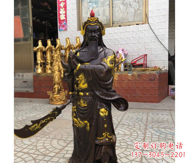 衢州铜雕镇宅关公寺庙神像雕塑摆件 (2)