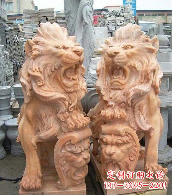 衢州晚霞红盾牌欧式狮子