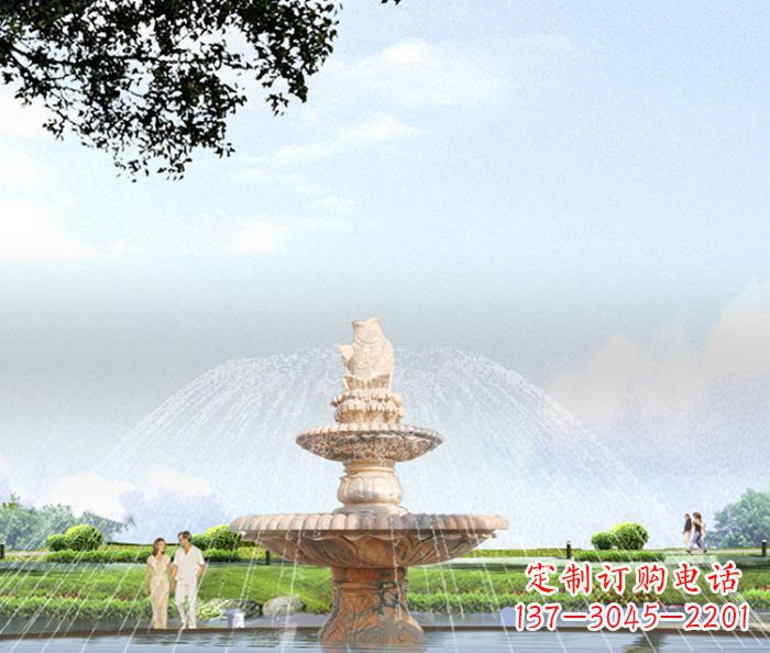 衢州晚霞红多层大型石雕喷泉 (4)