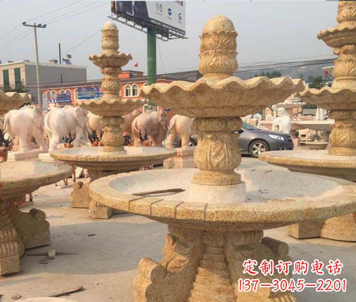 衢州晚霞红多层大型石雕喷泉
