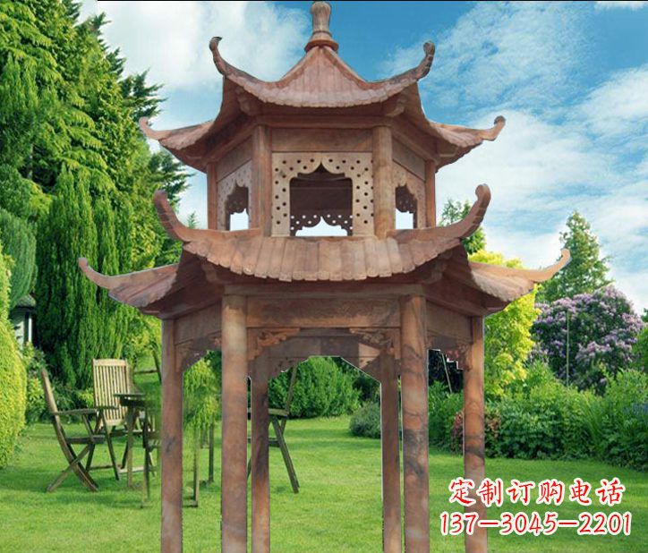 衢州晚霞红公园建筑凉亭