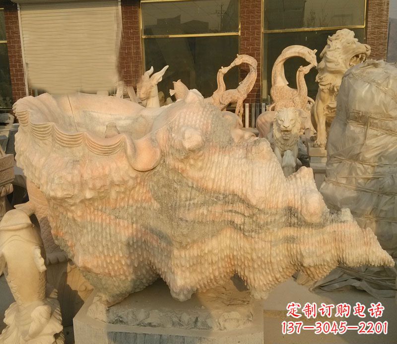 衢州晚霞红海螺石雕