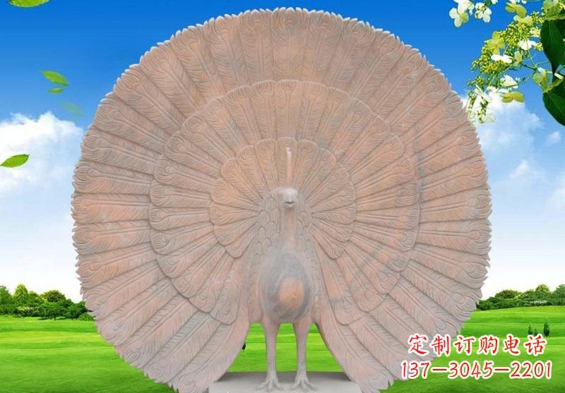 衢州晚霞红开屏孔雀雕塑
