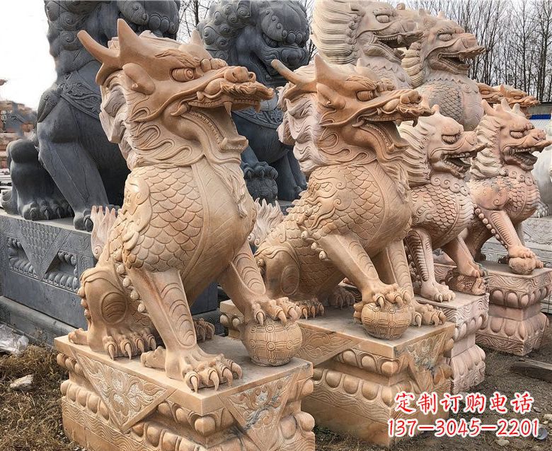 衢州晚霞红麒麟石雕 (2)