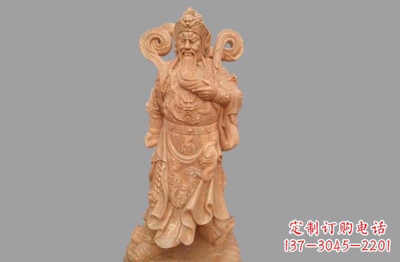 衢州晚霞红武财神关公雕像