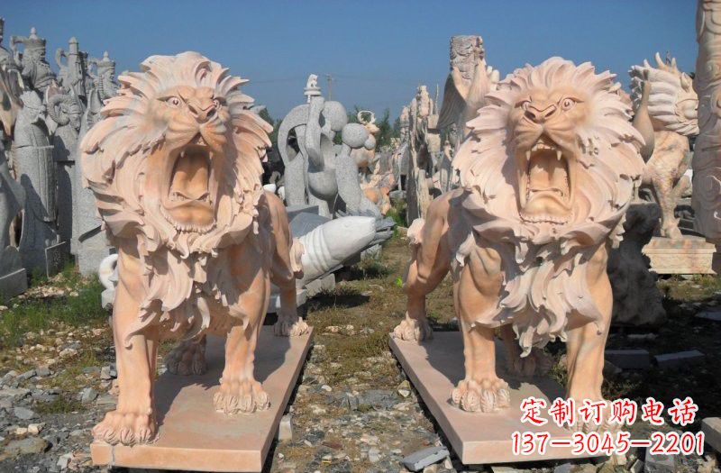 衢州晚霞红西洋狮子雕塑