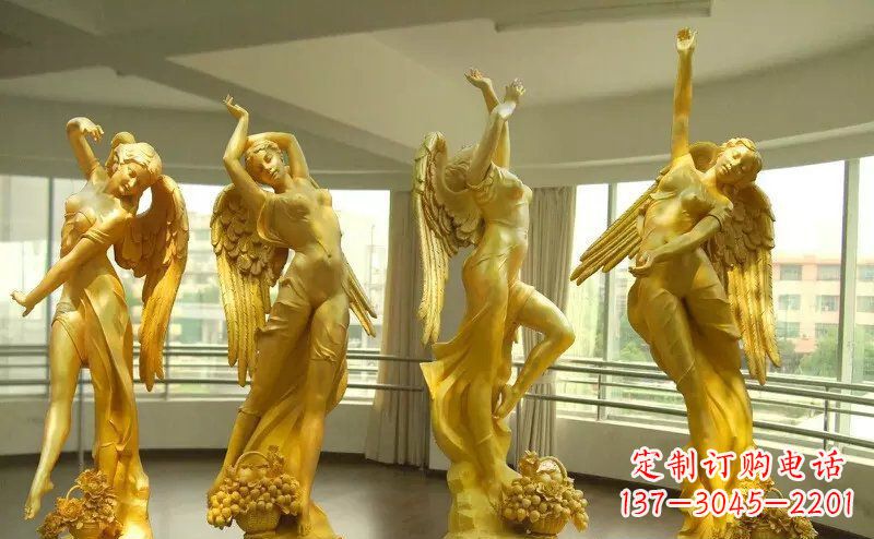 衢州舞蹈四女神玻璃钢仿铜人物雕塑