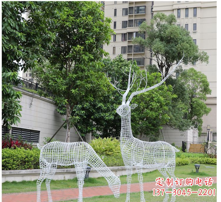 衢州小区不锈钢镂空梅花鹿鹿雕塑