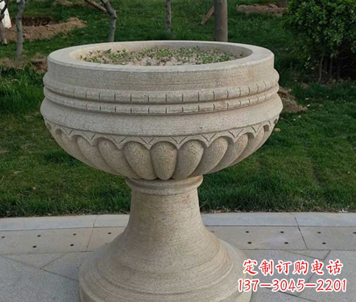 衢州小区大理石花盆摆件石雕
